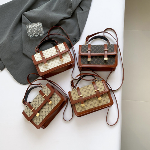 Retro Print Shoulder Bag, Personal Style, Simple Crossbody Bag, Trendy Fashion, Small Square Handbag