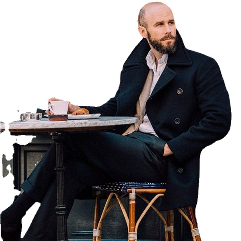 2024 New clothing British men's medium length long sleeved Autumn and winter woolen coat_voghion.com