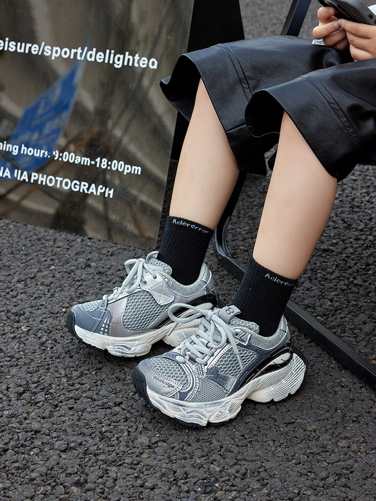 Chaussures de sport pour enfants automne 2025, nouveautés mode vintage, agrafeuse, chaussures de course en maille pour garçons et filles._voghion.com