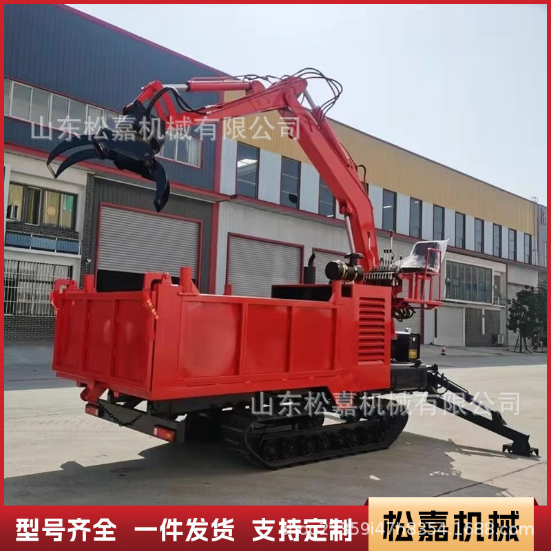 Vehículo de transporte de orugas agrícolas agarrando máquina de madera agarrando todo terreno tigre trepador orugas hidráulica autocarga agarrando máquina integrada