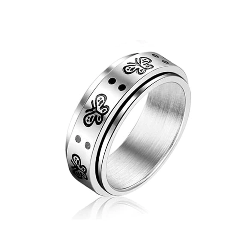 Xinghe трансграничная новая бабочка вращающееся кольцо из титановой стали Европейское и американское креативное декомпрессионное кольцо из нержавеющей стали