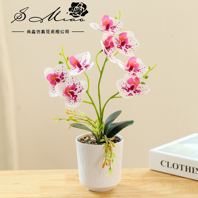 Flores falsas 3D impresión de película tri-ocho flores mariposa orquídea bonsai imitación de flores fabricantes de decoración de moda directa image 3