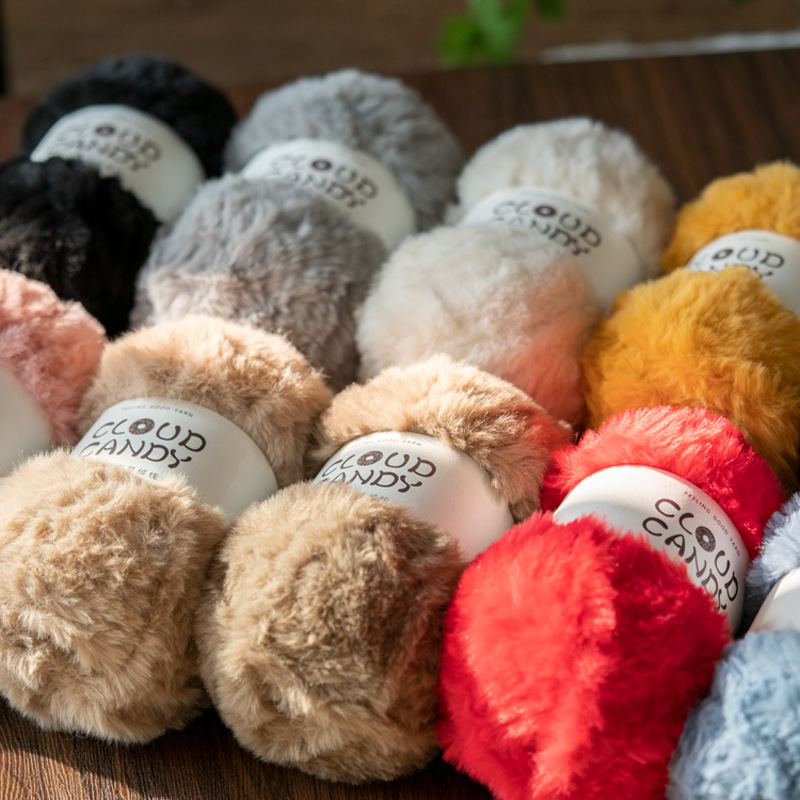 R4cloudcandy仿皮草毛线皮毛纱线裘皮绒仿水貂绒勾包织围巾材料毛