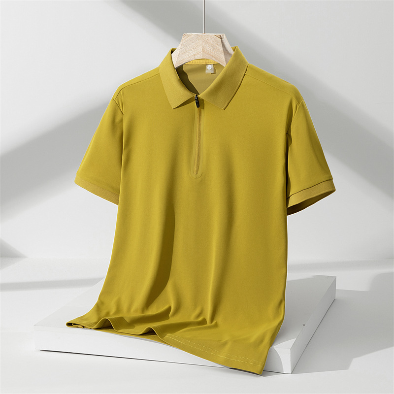Deportes de secado rápido camisa de polo de seda de hielo de los hombres de verano delgado transpirable estilo coreano de moda casual solapa de manga corta camiseta de los hombres