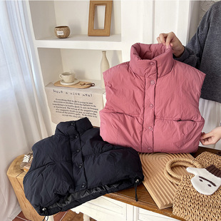 Girls' Autumn and Winter Down Cotton Vest Baby Girls' Winter Clothing Bread Clothing Vest Children's Fashionable Warm Waistcoat Children's Clothing
