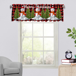 Cross-border Amazon Christmas Window Curtain Curtain Digital Printing Home Decoration Holiday Short Curtain Christmas Tree Curtain