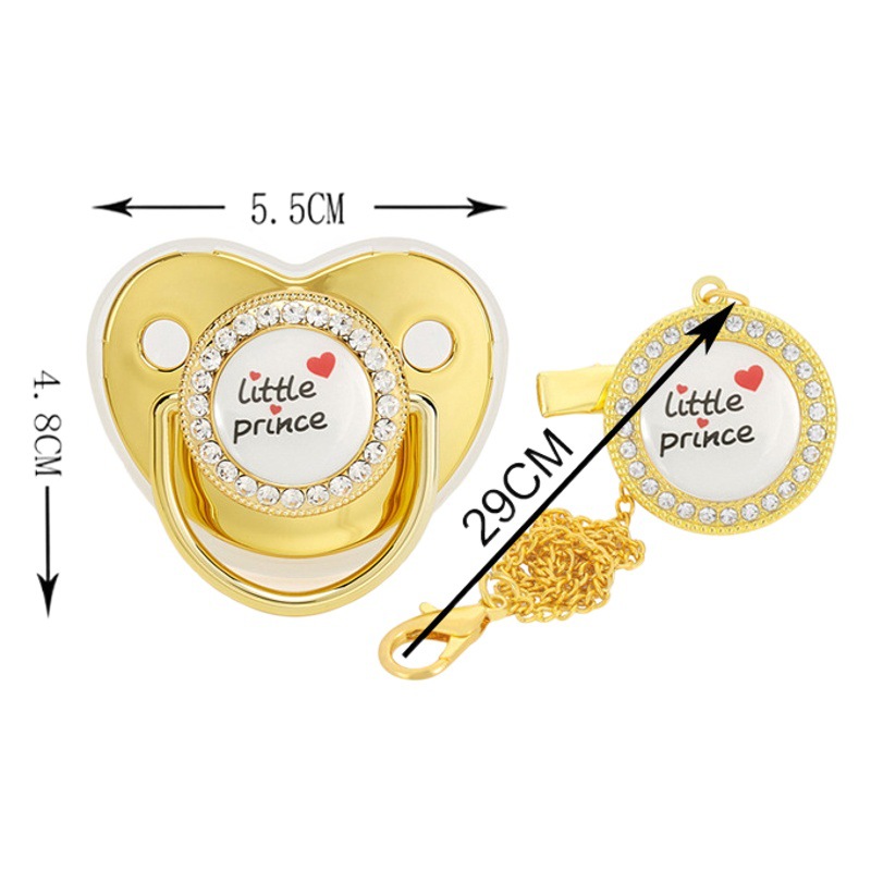 2022 transfronteriza Venta caliente amor Pequeño Príncipe bebé diamante pezón bebé diamante chupete con cubierta de polvo