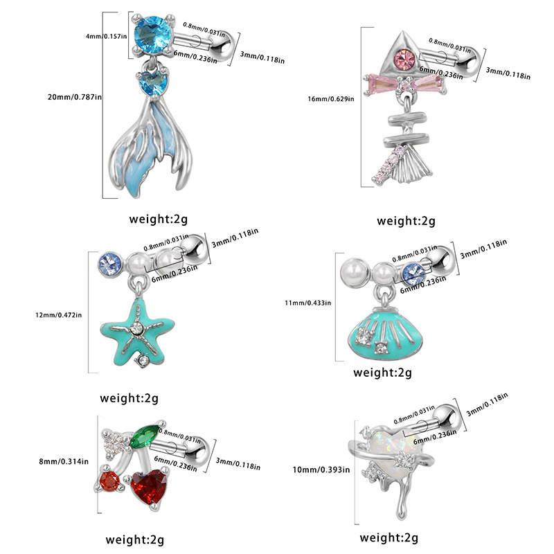 5g Weight Titanium Steel Ear Needle Material Cartilage earrings Classification 1 Piece Quantity Party, Street Occasion Titanium Steel Material Star, Heart Shape, Bow Knot Pattern All Seasons Season Unisex Gender Plating Design Hip-Hop, Streetwear Style 1 Piece Hip-Hop Streetwear Star Heart Shape Bow Knot Plating Titanium Steel Cartilage Earrings 1