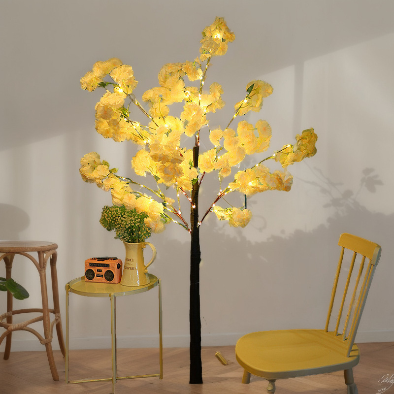 Artificial Cherry Blossom Atmosphere Colorful LED Tree Light Bedroom Creative Streamer Live Background Decoration_voghion.com