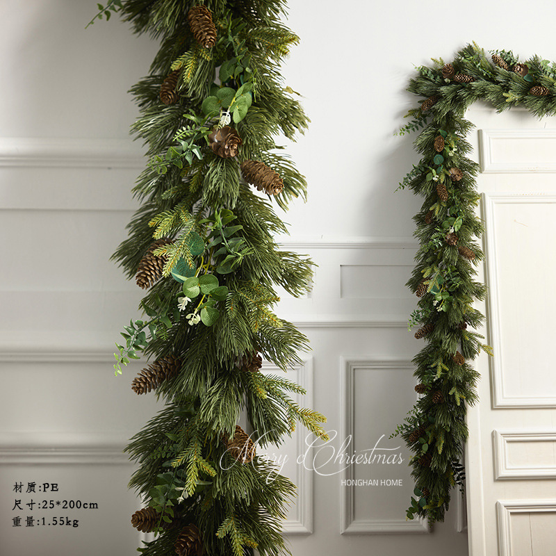 Nuevas decoraciones de Navidad transfronterizas de corona de flores de pe varilla puerta colgante de pared ventanas de diseño de props de disparo