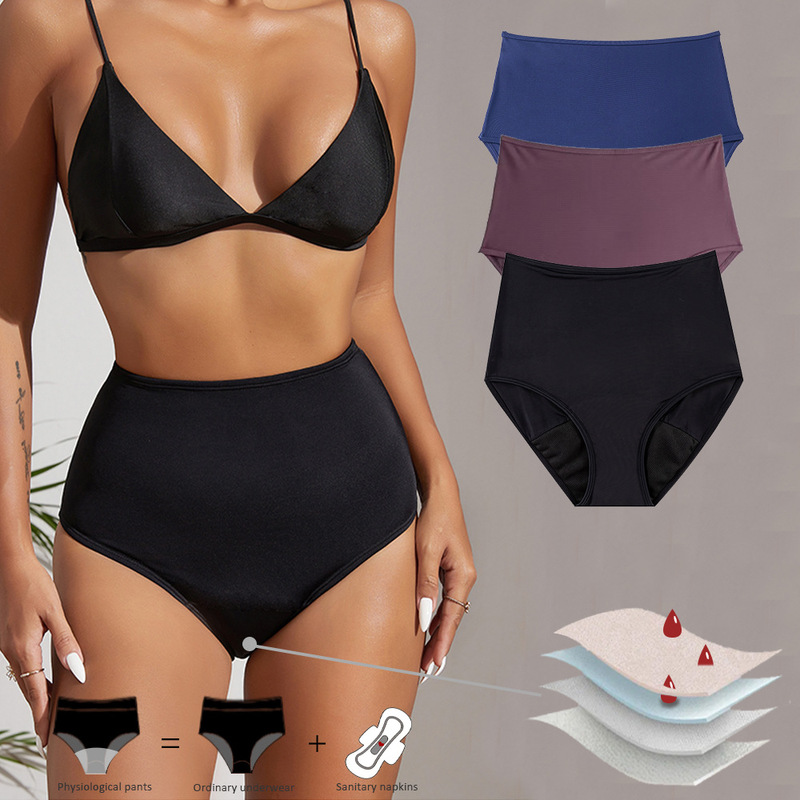 Cross-border physiological high-waisted swimming trunks four-layer leak-proof absorbent sanitary napkin menstrual period menstruation pants swimsuit physiological pants