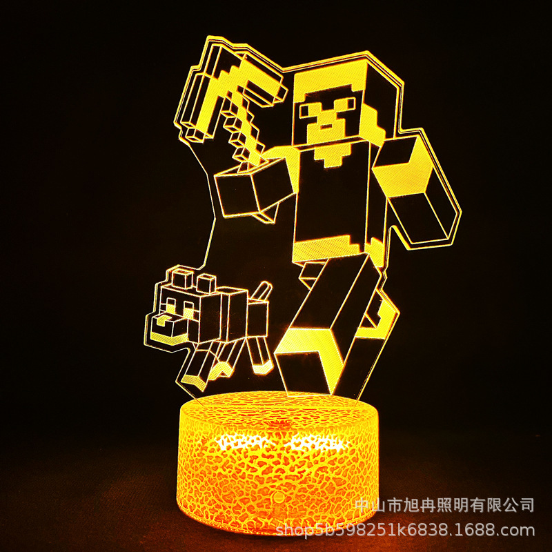 Cross-Border 3D Night Light Game Minecraft Series Creative Lamp USB Table Lamp Bedside Lamp Ins Gift Lamp