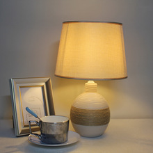 跨境台灯创意简约陶瓷布艺罩酒店客房装饰客厅卧室结婚艺术床灯具