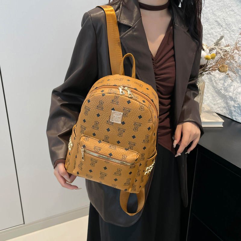 2025新款复古背包女小众时尚休闲双肩包大学生高级感大容量女书包|undefined