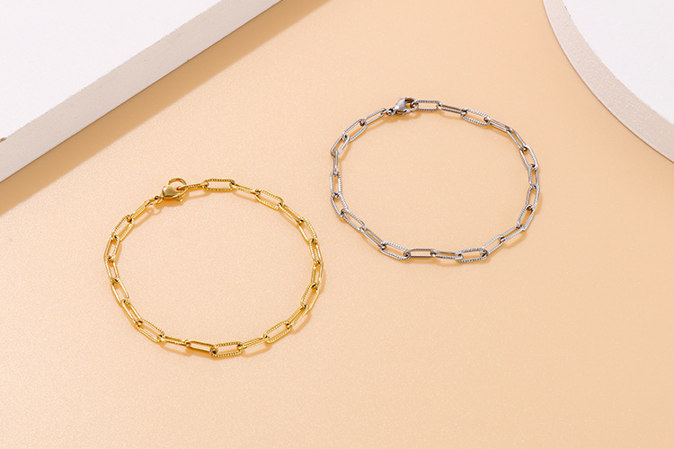 new fashion simple thick chain paper clip chain bracelet set wholesale nihaojewelry