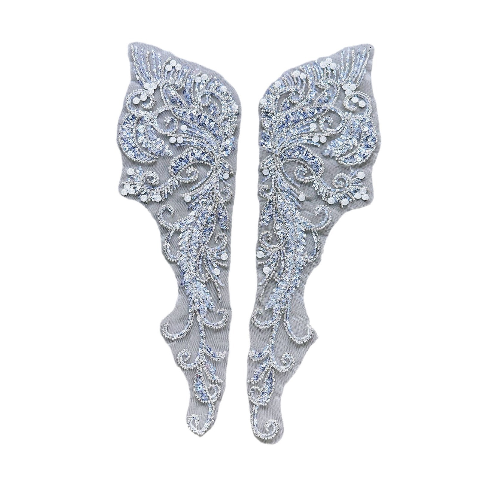 Bordado de malla de lentejuelas con cuentas vestido de novia vestido de falda vestido accesorios de vestir decoración de bricolaje cuello delantero pegatinas de tela image 5