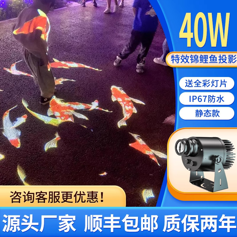 3Dダイナミック特殊効果鯉魚投影ランプ屋外照明公園インターネット有名人の景勝地の地面パターン雰囲気スポットライト|undefined