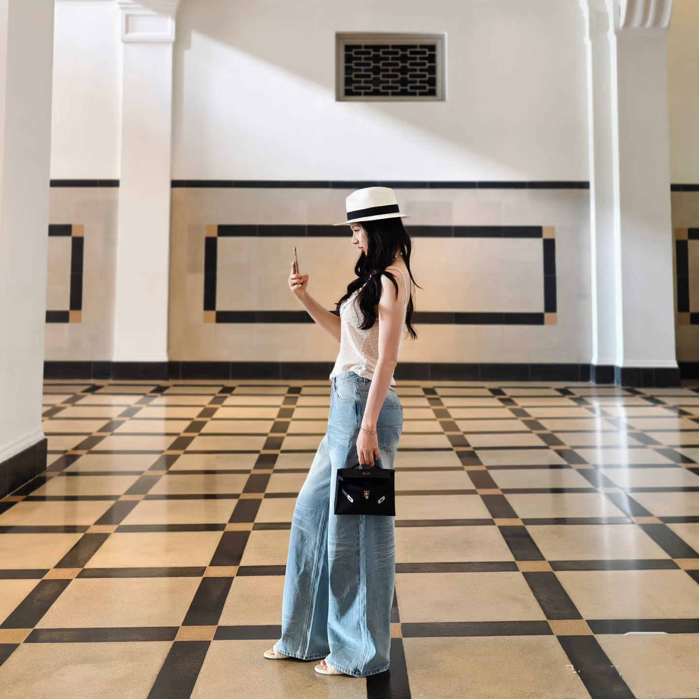 Summer Sun Protection Straw Panama Hat Wide Brimmed Beach Travel Hat For Men And Women_voghion.com