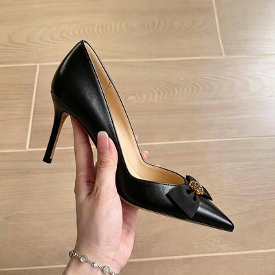 2687-H183 Fashion Banquet Camellia Butterfly Knot Pointed Shallow Mouth V-Mouth, One Foot, Fine Custom Shoes