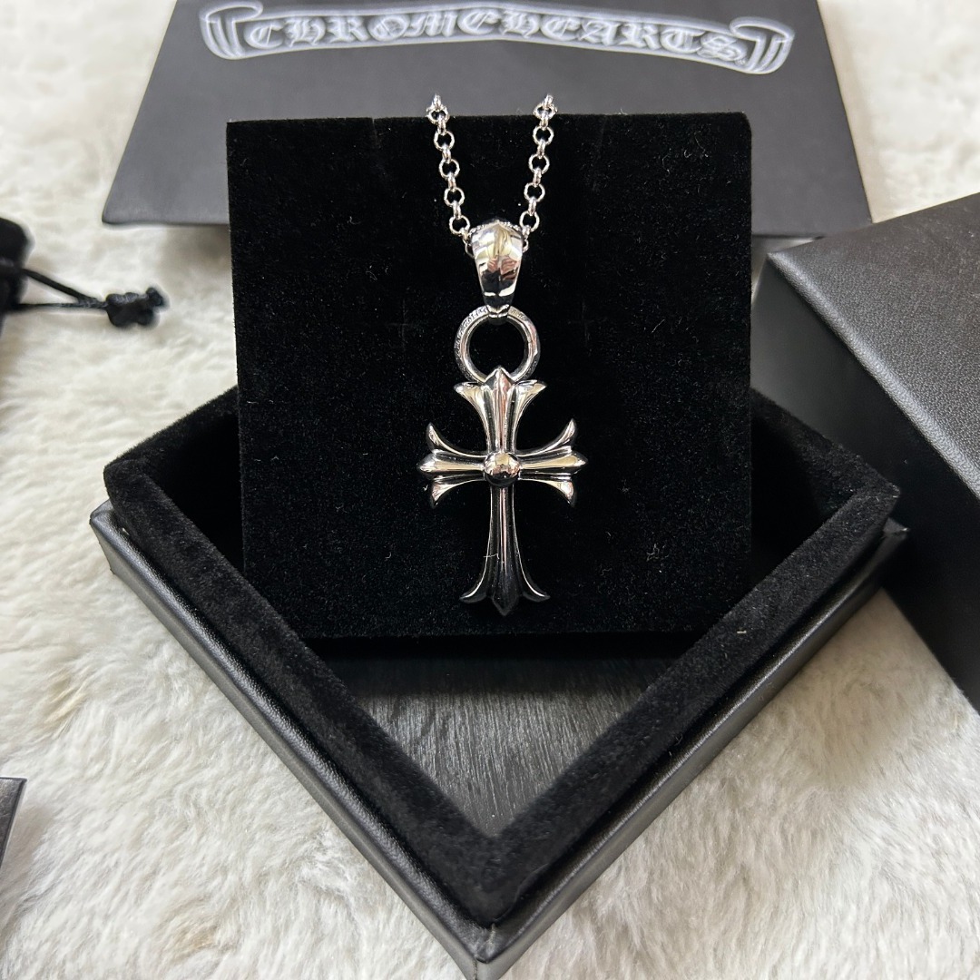 源头厂家925银项链 克罗芯 中号十字架项链男女同款复古嘻哈潮流