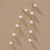 Cute long silver needle, elegant earrings from pearl with tassels, silver 925 sample, double wear, simple and elegant design