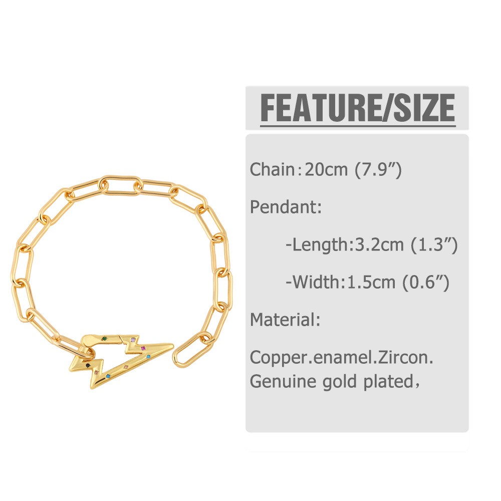 Fashion Hollow Geometric Round Lightning Copper Bracelet Wholesale display picture 1