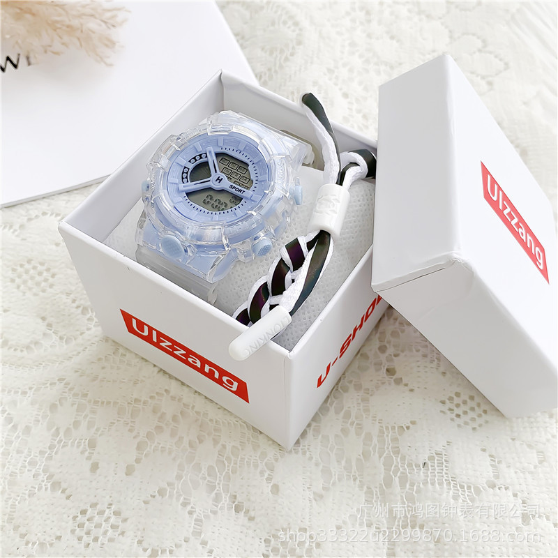 2023 Nuevo reloj azul neblina reloj electrónico transparente unicornio impermeable multifuncional para hombres y mujeres para estudiantes de secundaria y preparatoria