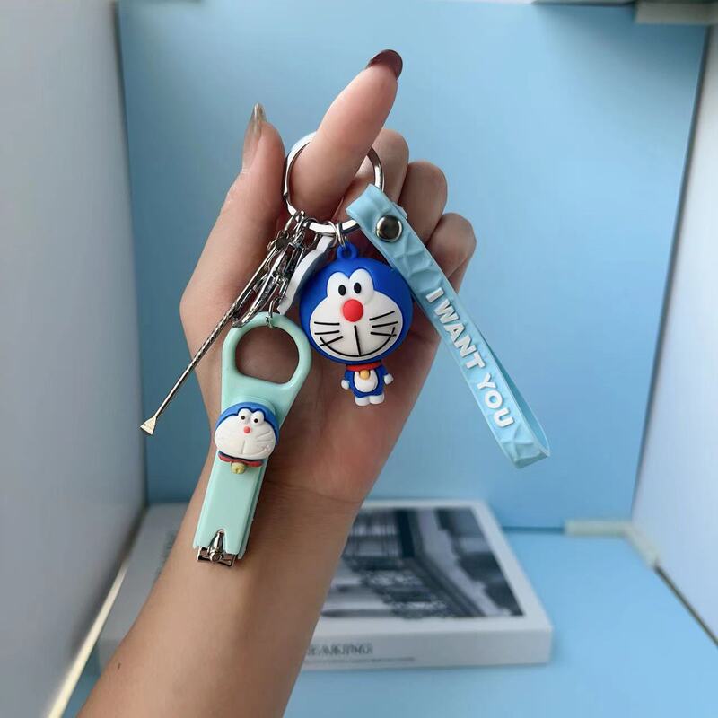 Cartoon Keychain Ear Spoon School Bag Pendant Children Adult Universal Nail Cutter Cute Doll Pendant Key Chain