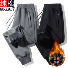 加绒休闲裤男款秋冬季宽松直筒大码保暖束脚卫裤春秋季运动长裤子