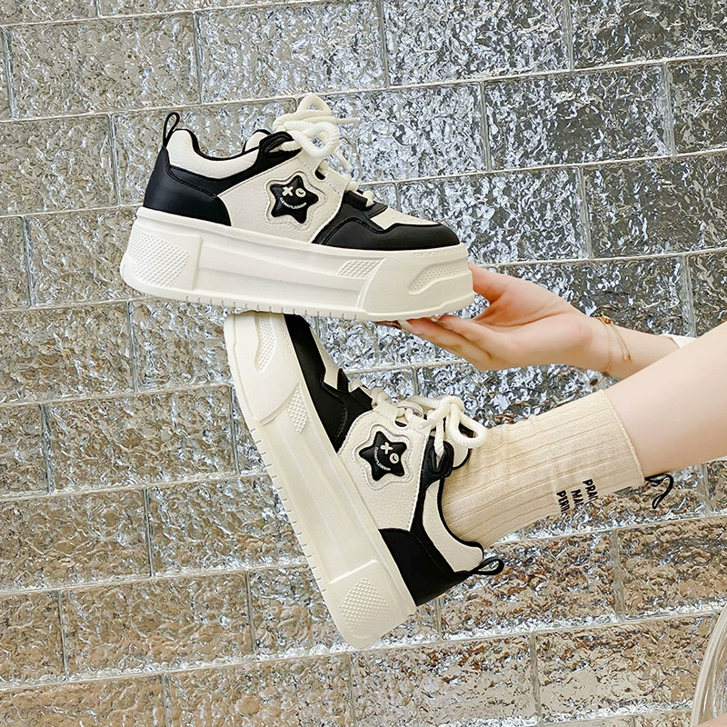 Sneakers, high universal footwear for leisure platform, trend of season, genuine leather