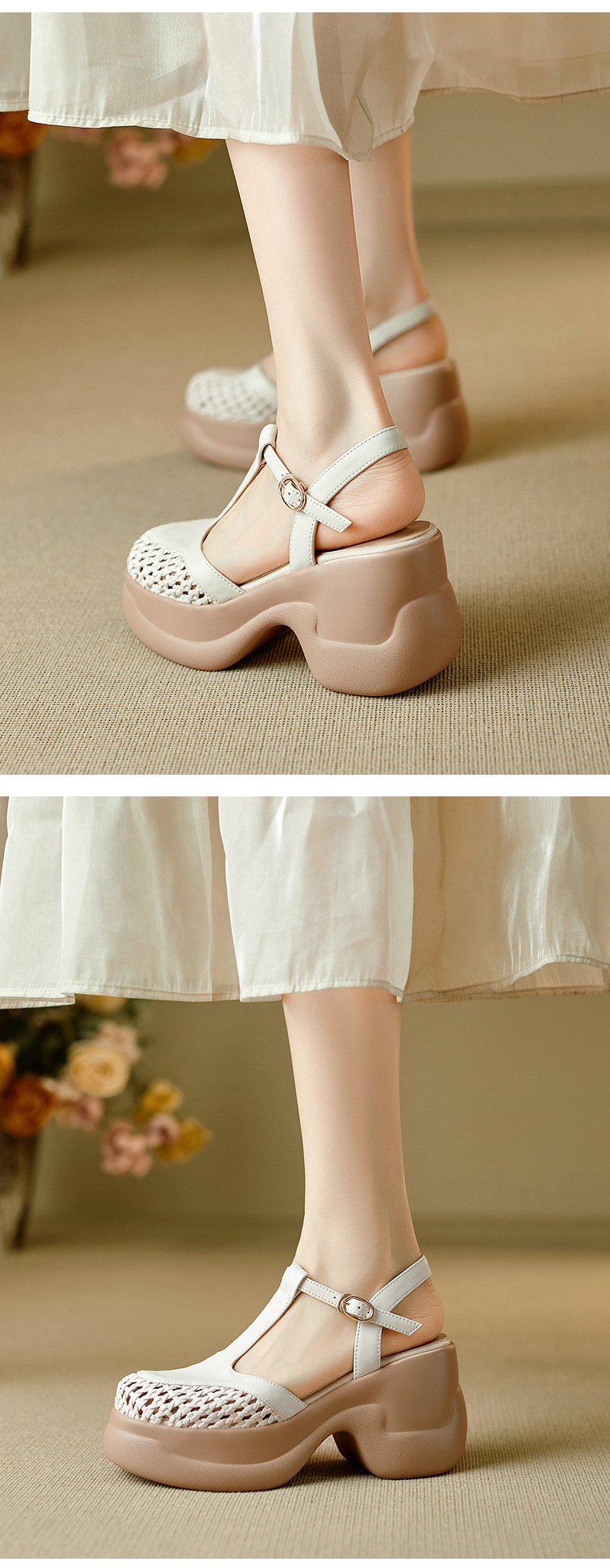 Sandal nữ quai chữ T đế xốp dày phong cách La Mã — đen chi tiết 7