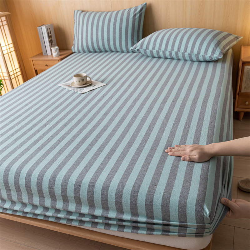 Sombrilla de cama de algodón lavado de algodón Funda de cama de algodón puro de una sola pieza Funda protectora de colchón Simmons Juego de tres piezas 3