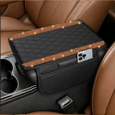 Pocket Storage Bag Armrest Box – Armrest box pad - bright-brown