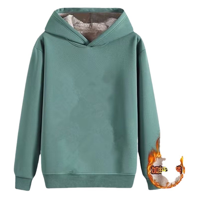 Suéter con capucha forrado de lana de los hombres engrosada caliente suelta estudiante con capucha suéter de los hombres marca de moda ins abrigo de lana de cordero