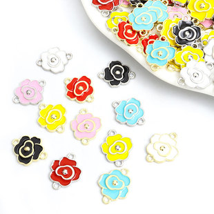 Colorful Dripping Oil Rose Connector DIY Bracelet Anklet Clothing Brooch Earrings Alloy Jewelry Accessories Wholesale