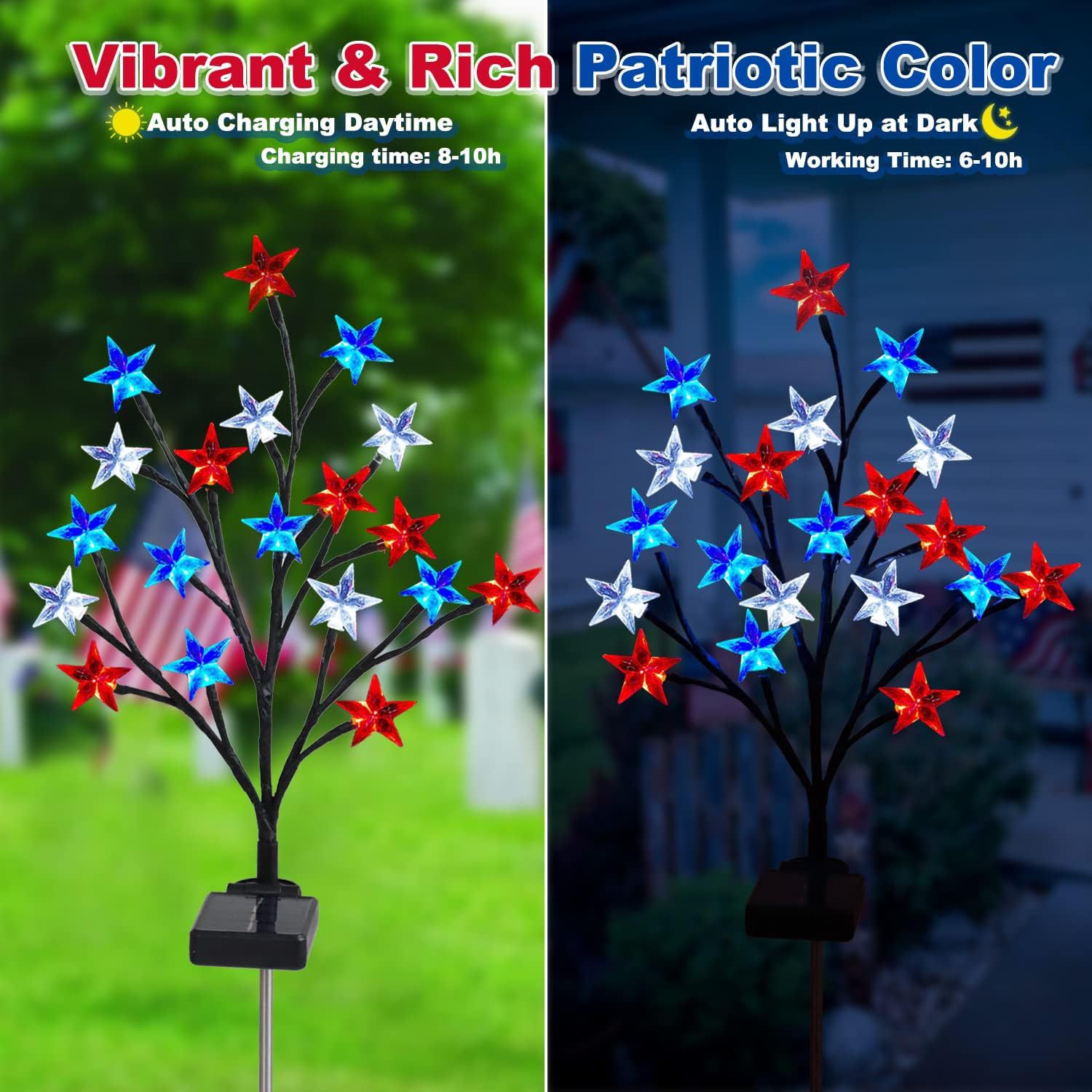 Independence Day Solar Tree Tree Ground Plug Lights