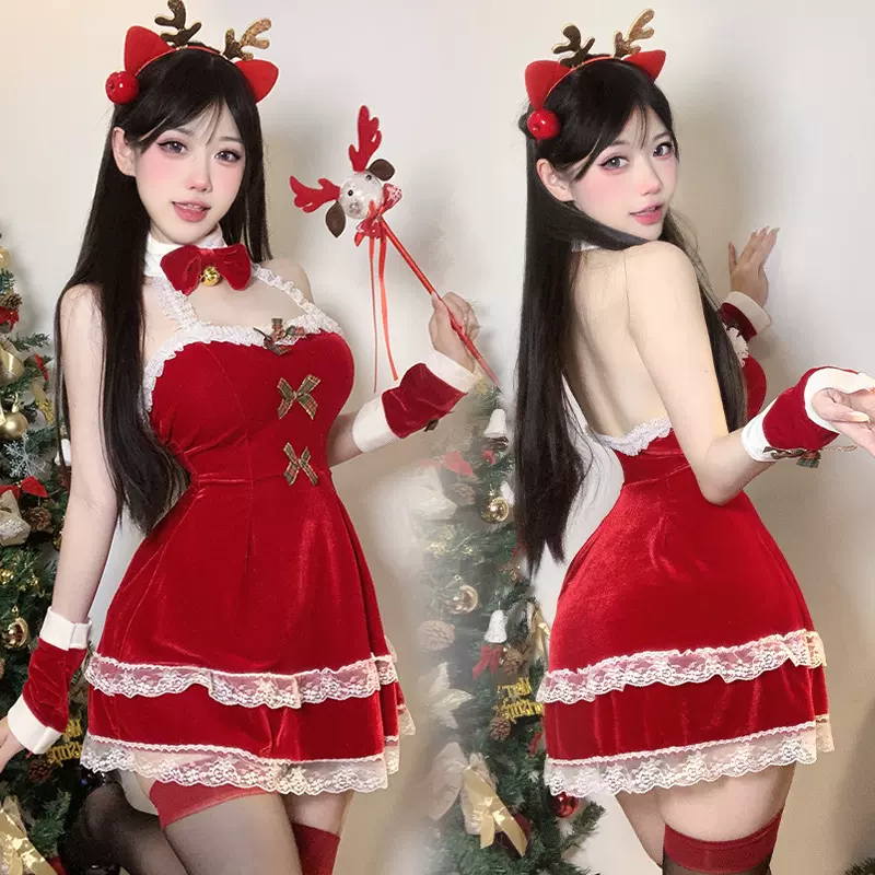 朵蜜拉新款情趣性感圣诞战袍火辣免脱制服诱惑床上用品挑逗睡衣