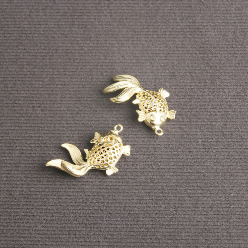 Pure brass hollow lotus calabash Bagua goldfish DIY keychain pendant mini pendant small copper ware wholesale