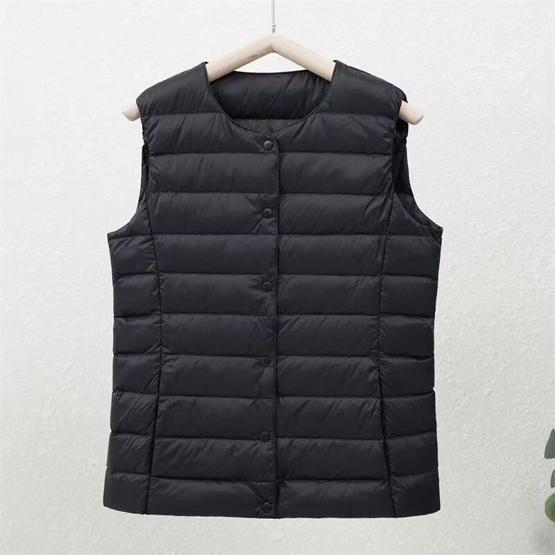 2025 New Autumn and Winter Collarless Lightweight down Cotton Vest for Women to Wear Thin Inner Liner down Cotton Vest Vest