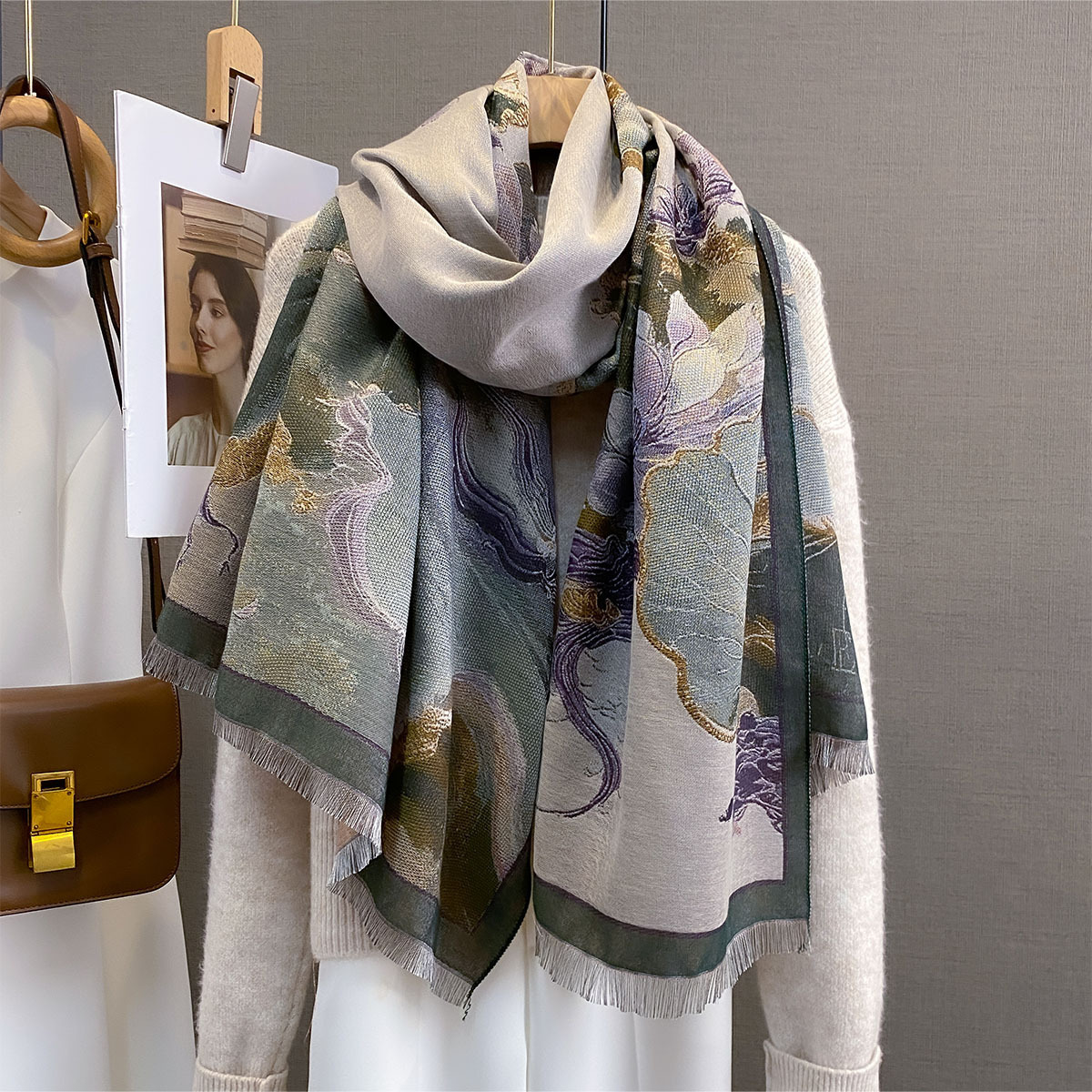 Nieuwe herfst/wintercollectie 2026: Kasjmiersjaal voor dames, luxe uitstraling, lichtgewicht wintercape met H-letter, dikke en warme nekbedekking_voghion.com