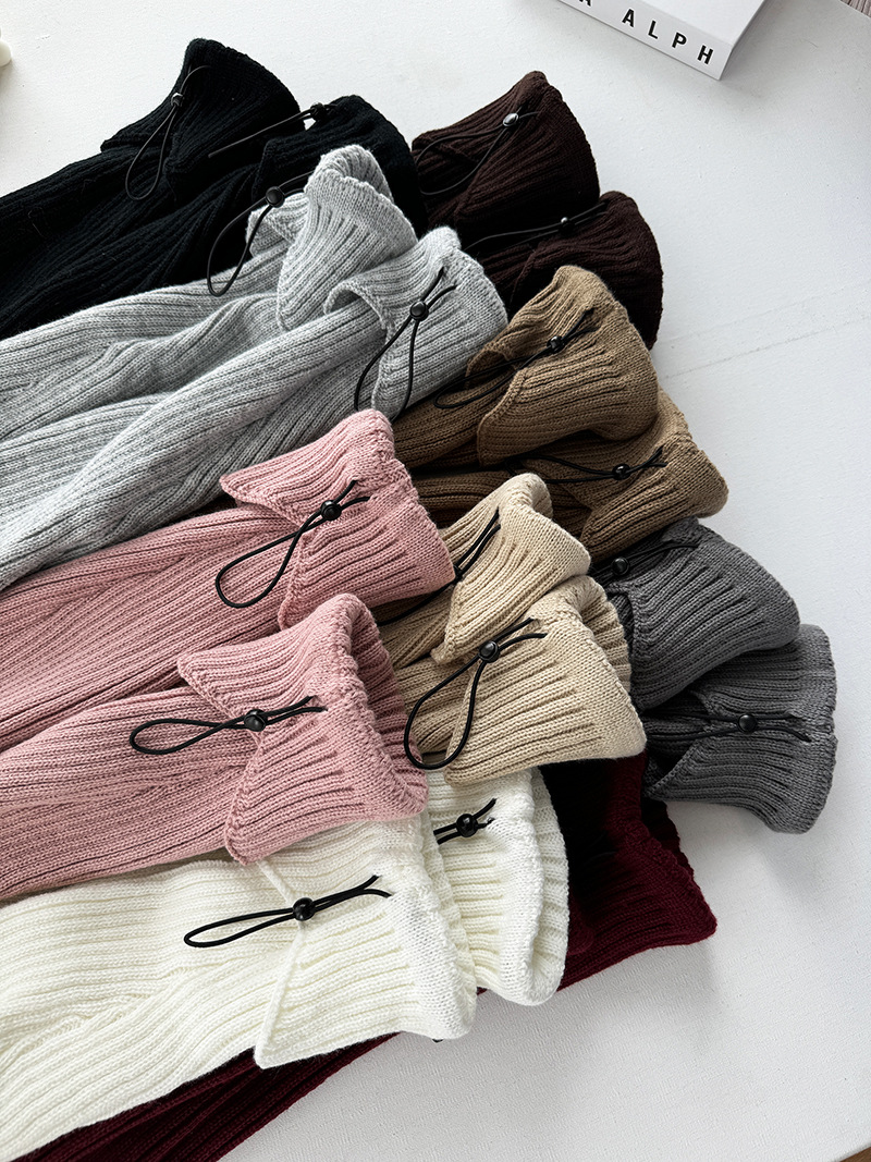 Drawstring flanged socks Hottie Hipster Pile socks chunky knit leg covers Warm foot covers_voghion.com