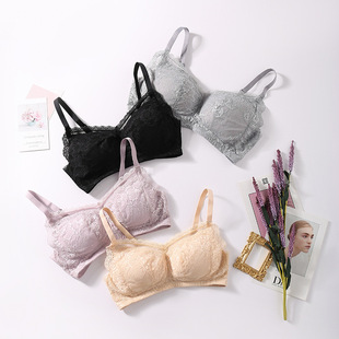 French New Silk Intimates for Women, Thin, Large Breasts, No Wires, Push-up, Seamless Bra, Sexy Lace Bra