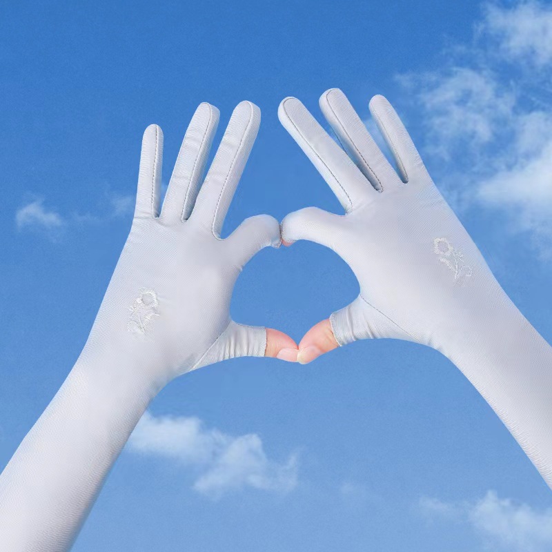 Guantes de protección solar de seda de hielo para mujer funda de manga de brazo de conducción larga protección UV sentido avanzado deportivo simple y suelto antideslizante