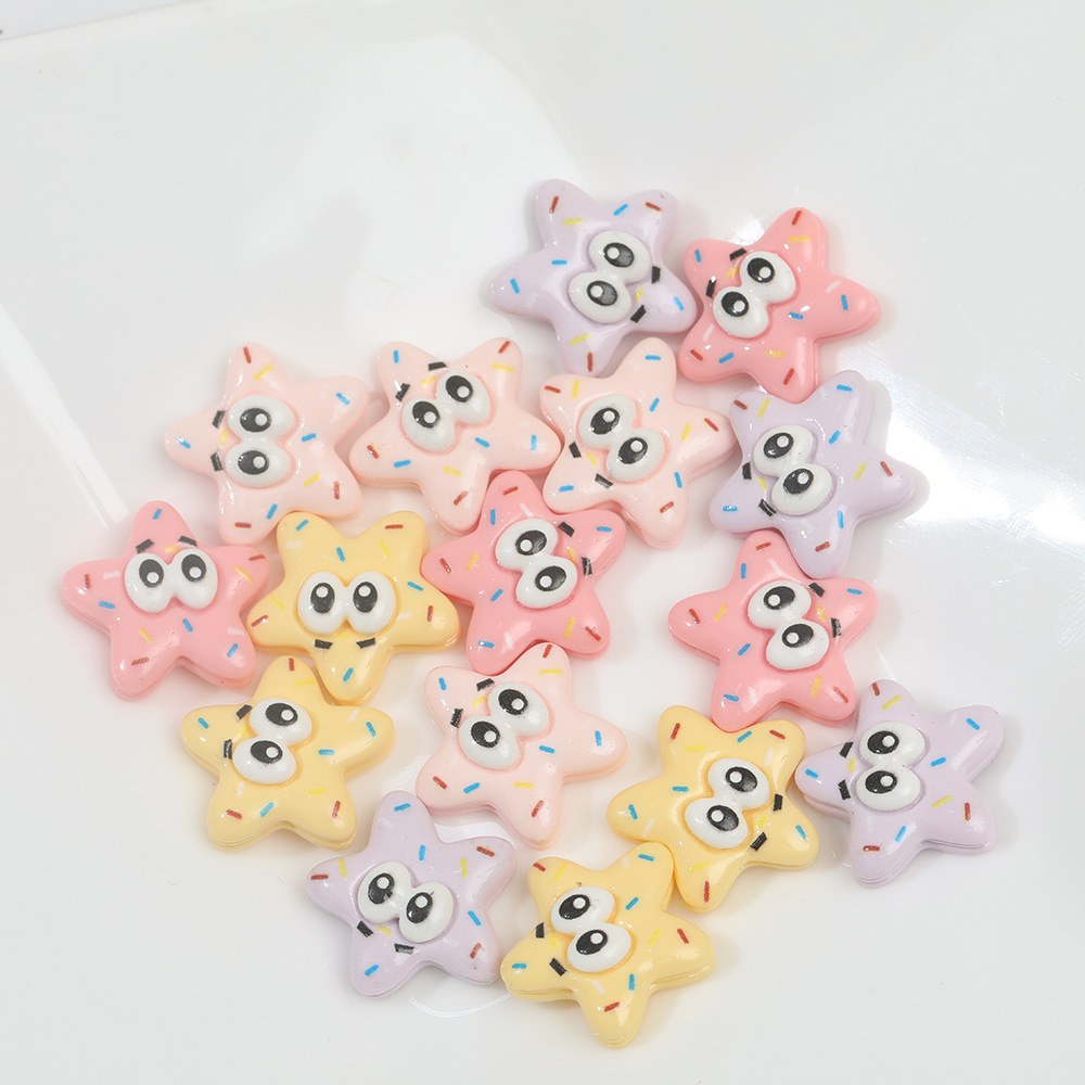 Macaron color estrella de cinco puntas accesorios de resina DIY pegamento crema horquilla accesorios para el cabello teléfono móvil Shell material hecho a mano al por mayor