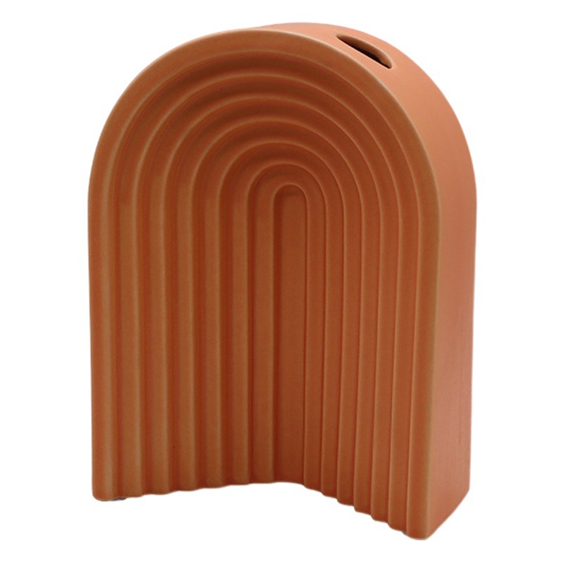 Nordic simple geométrica rayas florero de cerámica moderna casa modelo Hotel habitación arreglo flores secas decoración suave