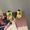 Design earrings, advanced green silver needle, fashionable brand accessory, high-quality style, wholesale