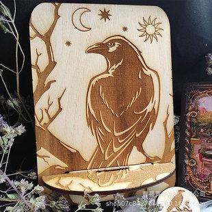 Wooden tarot card base owl pattern bracket base wooden tarot card bracket rectangular tarot card altar