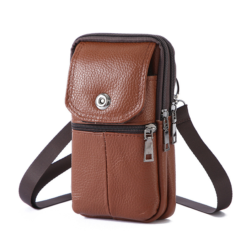 Cross-border new men's mobile phone waist bag belt mobile phone bag business casual leather shoulder messenger bag in stock Cross-border new men's mobile phone waist bag belt mobile phone bag business casual leather shoulder messenger bag in stock