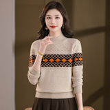 毛衣秋冬款2025新款提花宽松针织衫年轻款加厚保暖打底衫女士毛衫，女装针织衫/毛衣，妃慕昵服饰