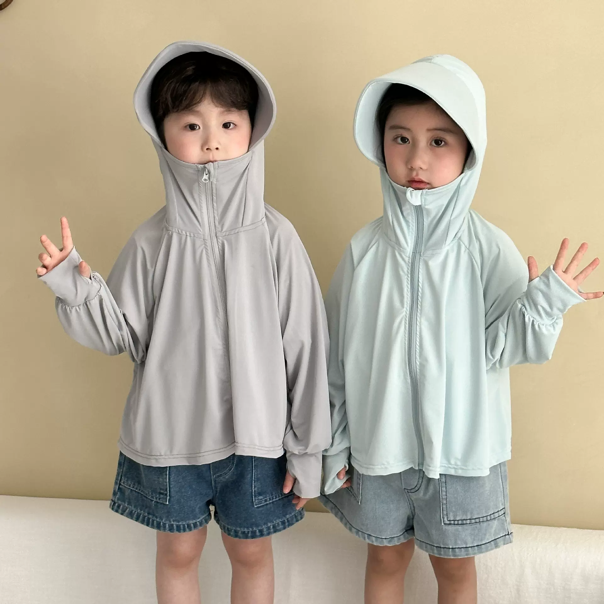 儿童防晒衣连帽男童夏季冰丝宝宝薄款外套2025新款女童透气防晒服
